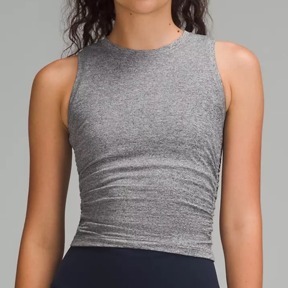 Luluemon grey tank top with ruched sides size 6
